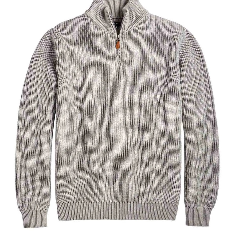 NANTUCKET WHALER GREY QUARTER ZIP MOCK NECK SWEATER Men’s Small NWT